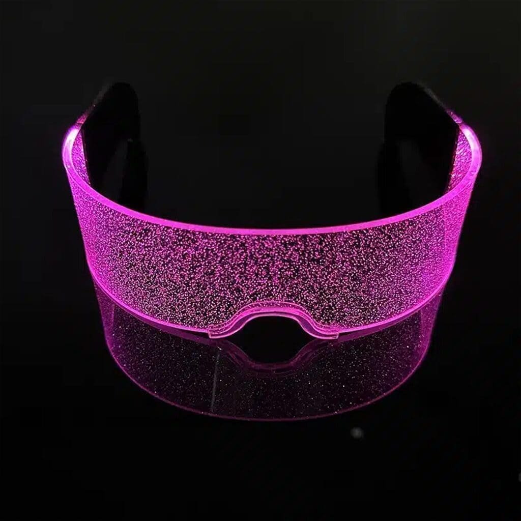 Lunettes néon LED effet pailleté - clubbing