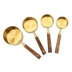 Set de 8 cuillères doseuses en bois et acier doré